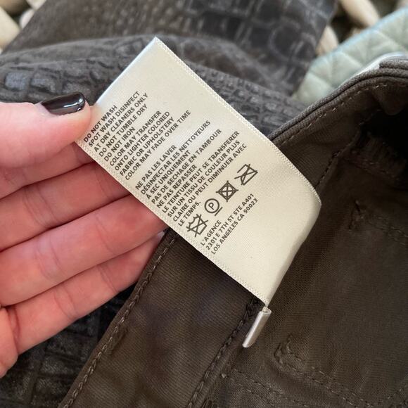 L'AGENCE Margot‎ High Rise Skinny Jeans In Chestnut Black Croc Foil Size 26 - Picture 16 of 16